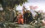 dioscoro teofilo puebla tolin the first landing of christopher columbus in america painting
